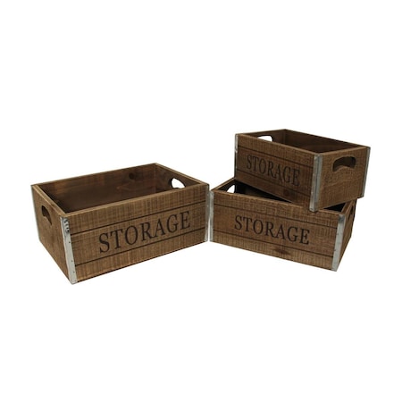 Cheungs Rattan 3 Wooden Storage Accent Crate Set 4743-3